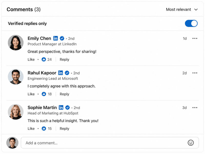 LinkedIn Now Lets You Filter Replies to Verified Members Only